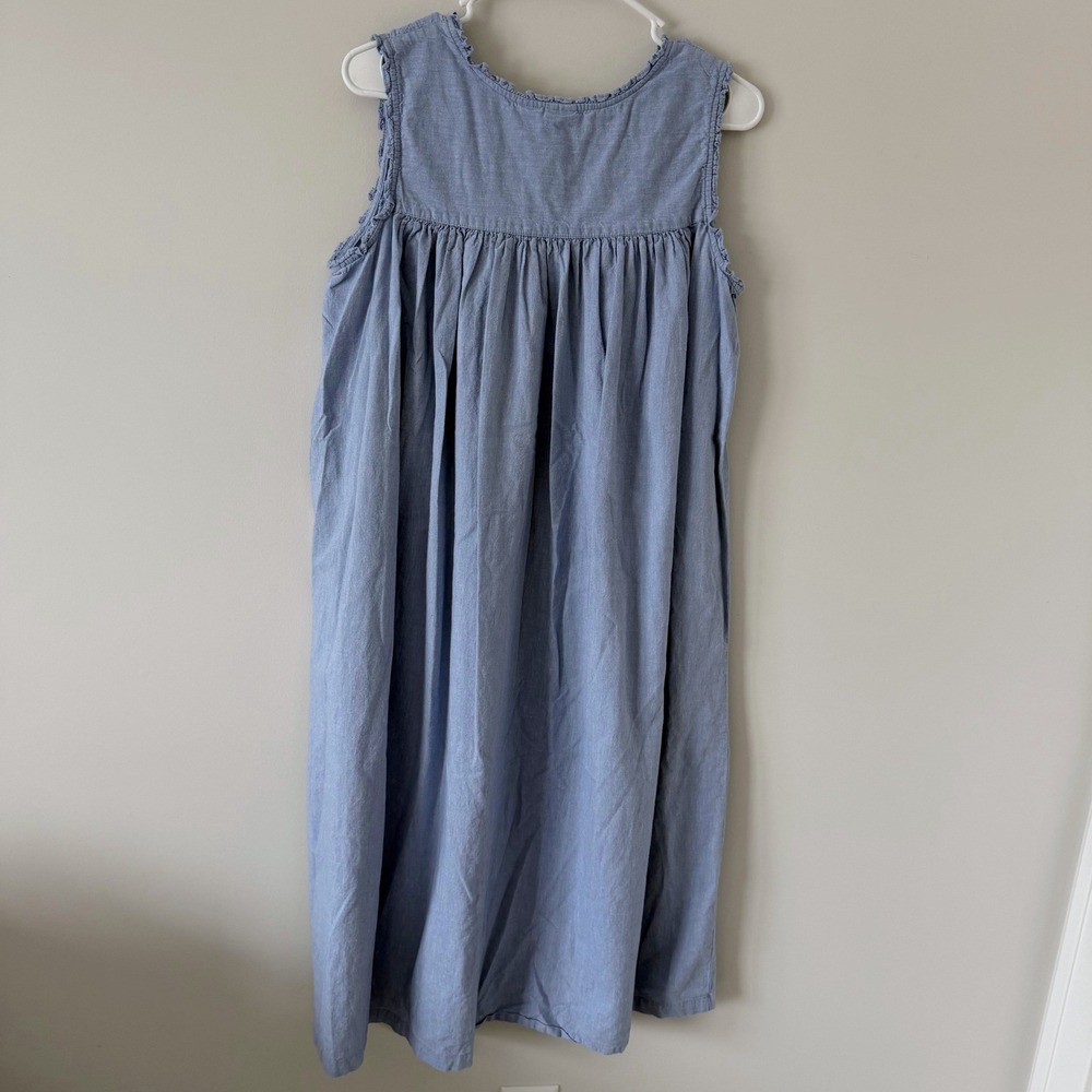 Gilligan O'Malley Blue Cotton Nightgown Floral Embroidered Sleeveless Large - Picture 4 of 9